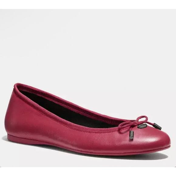 COACH Lara Nappa Leather Ballet Flat Black Cherry Size 7B - Picture 1 of 7
